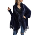 thumbnail image 1 of GDREDA Womens Solid Color Collar Cloak Knitted Capes Shawl Tassel Open Front Cardigans Sweater Coat Workout Clothes, 1 of 4