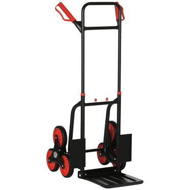 264lbs Capacity 6-wheels Foldable Hand Truck, Black and Red