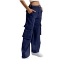 thumbnail image 1 of Bigersell Womans Jeans Flare Jeans Summer Flare Jeans Ladies High Waisted Slim Straight Denim Pants Button Closure Ripped Wide Leg Jeans Loose Mid Waist Ankle Length Pants Style J-194 Navy L, 1 of 5