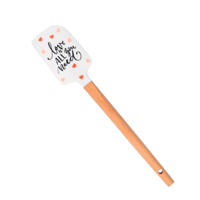 TIELUTT Silicone Scraper Printed Round Wood Handle Silicone Scraper Spatula Cake Spatula Baking Sheets for Oven Silicone Baking Pan Bake Ware Deal Glass Bakeware with Lids Baking Pans Set with Lids