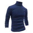 thumbnail image 1 of INSPIRE CHIC Chandails pour Hommes, Chandail à Col Roulé, Manches Longues, Extensible, Coupe Ajustée, Hauts 46 Bleu Foncé, 1 of 7