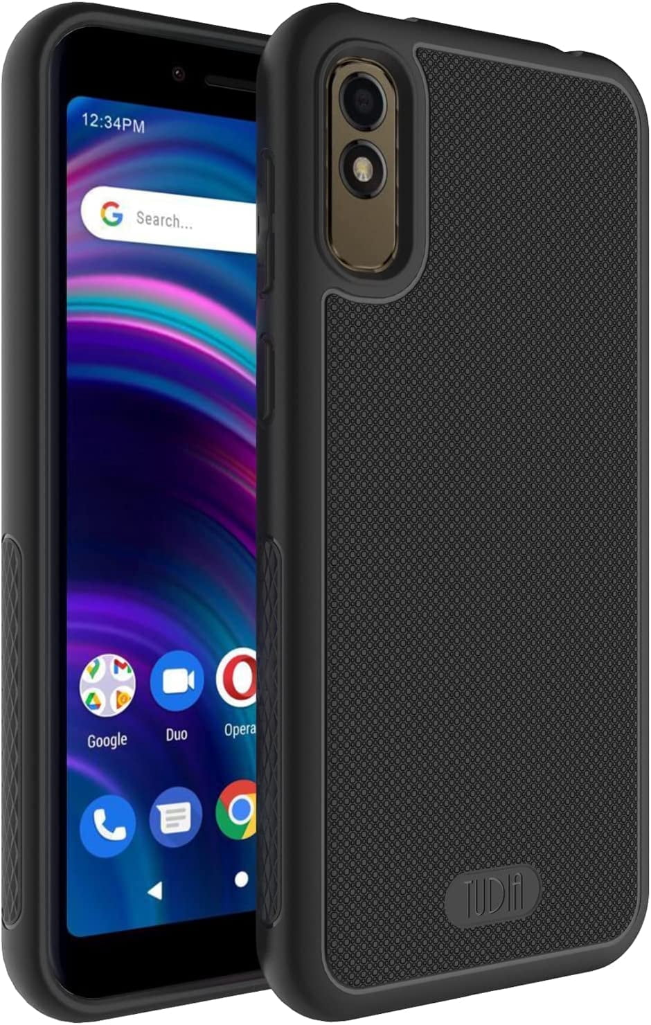 Phone Case for BLU C5L Max Phone, TUDIA [LINNGrip] Shockproof Lightweight Non-Slip Soft TPU Ultra Slim Protection case cover (Black)