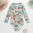 thumbnail image 2 of MIASHUI Girls One Piece Swimsuits Long Sleeve Zipper Bathing Suits Swimwear,Green,6-7 Years, 2 of 4