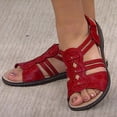 thumbnail image 2 of Liquidation d'Économies d'Été! PEZHADA Sandales pour Femmes, Sandales à Semelle Compensée pour Femmes, Sandales Mode pour Dames à Talon Compensé Confortables à Bout Rond avec Boucle, Sandales Décontractées Rouges, 2 of 4