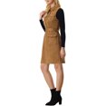 thumbnail image 4 of INSPIRE CHIC Robe en Faux Suède pour Femme, Col Rabattu, Taille à Nouer, Sans Manches, Mini-Robe Boutonnée, Brun, m, 4 of 5