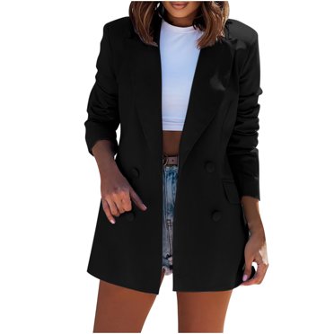 IROINID Women's Blazer Jacket Long Sleeve Solid Color Peak Lapel Outwear, Casual Business Attire Cardigan Jacket