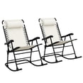 thumbnail image 1 of Outsunny 2pc Patio Foldable Rocking Chair Set w/ Breathable Mesh Seat & Backrest, Padded Headrest for Park, Backyard, Garden, Cream White, 1 of 10