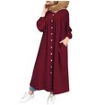 thumbnail image 2 of TopLLC Longues Robe à Manches à Col Rond la Mode Robe d'Hiver pour Femme Grande Taille Décontractée Col Rond Ample Aguichant Boutons Poche Robe Imprimée à Manches Longues Robe pour Femme, 2 of 4
