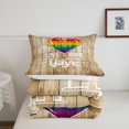 thumbnail image 4 of YST Pride Decorations for Home, Love Home Pride Day Comforter Set Lgbt Sign Decor Bedding Comforter Sets Rainbow Pride Wodden Style Bedding Sets with 2 Pillowcases Queen, 4 of 6
