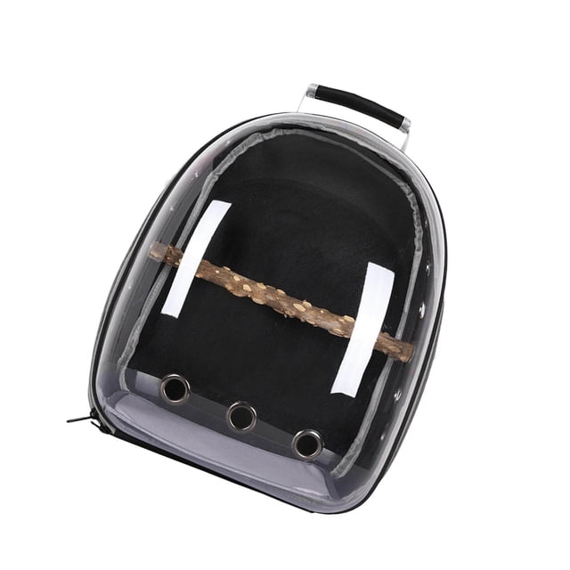 Bird Carrier Cage Shoulder Bag Pet Space Capsule Parrot Travel Clear Backpack Black