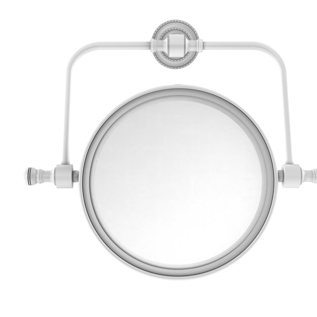 Retro Dot Collection Miroir de Maquillage Pivotant Mural 8 Pouces de Diamètre avec Grossissement 5X - RDM-4/5X-WHM