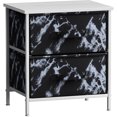 thumbnail image 1 of Sorbus Table de Chevet à 2 Tiroirs Commode Table d'Appoint - Cadre Blanc Marbre Noir, 1 of 9