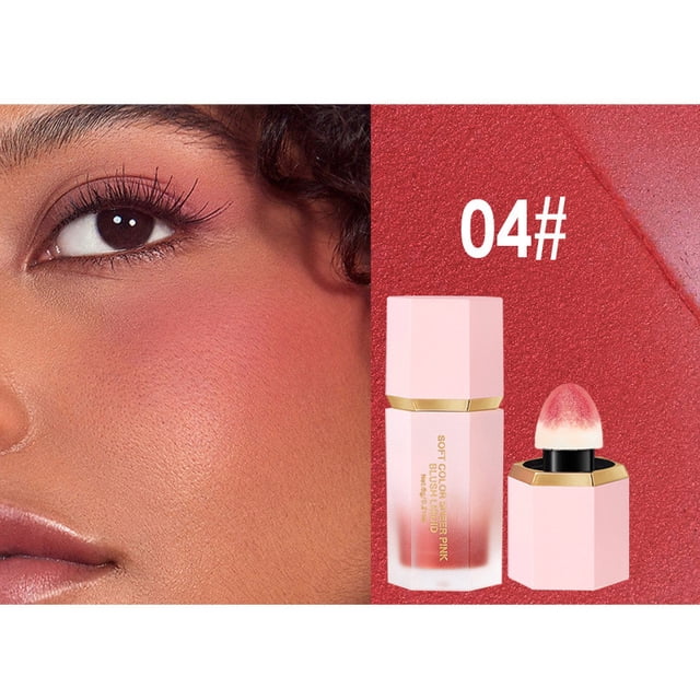 Liquid Blush for Cheeks, Rosy Multi-Use Face Rouge, 2-in-1 Cheek and Lip Tint with Soft Pad Applicator, Lightweight Hydrating Formula for Natural Flawless Finish, Sweat-Resistant Long-Wearing Texture