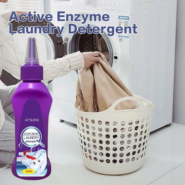 Active Enzyme Laundry Stain Remover for Heavy Stains on Collars and Cuffs - 120ml Concentrated Detergent for Machine Hand Wash