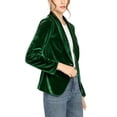 thumbnail image 4 of INSPIRE CHIC Women's Halloween Velvet Blazer Solid Color Shawl Collar One Button Wear-to-Work Suit Jacket Green M, 4 of 7