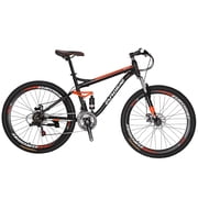 Full Suspension Mountain Bike Eurobike S7 18 inch Frame 27.5 Inch Wheels 21 Speed Shock Absorber Disc Brakes Full Suspension Aldult for Mens Bicycle 3-Spoke Orange