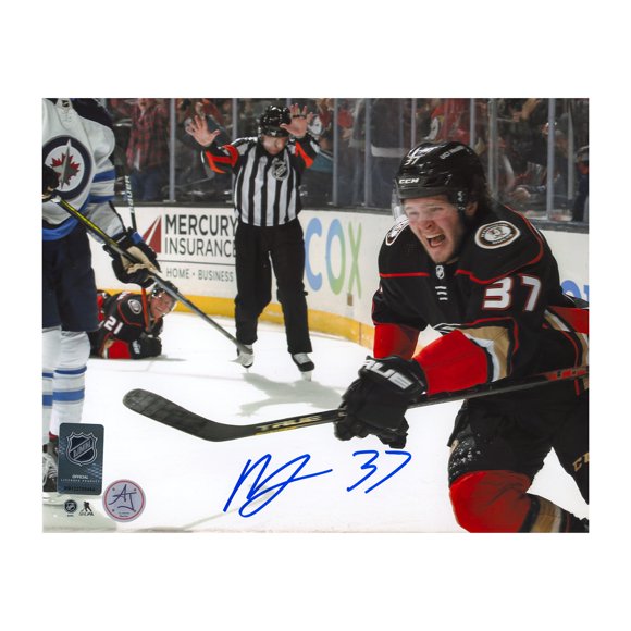 Mason McTavish Canards d'Anaheim Signés 1er Objectif LNH Photo 8x10