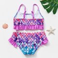 thumbnail image 4 of MIASHUI Girls Swimsuit Two Pieces Bikini Set Toddler Ruffle Bathing Suits Swimwear,Purple,10-11 Years, 4 of 5
