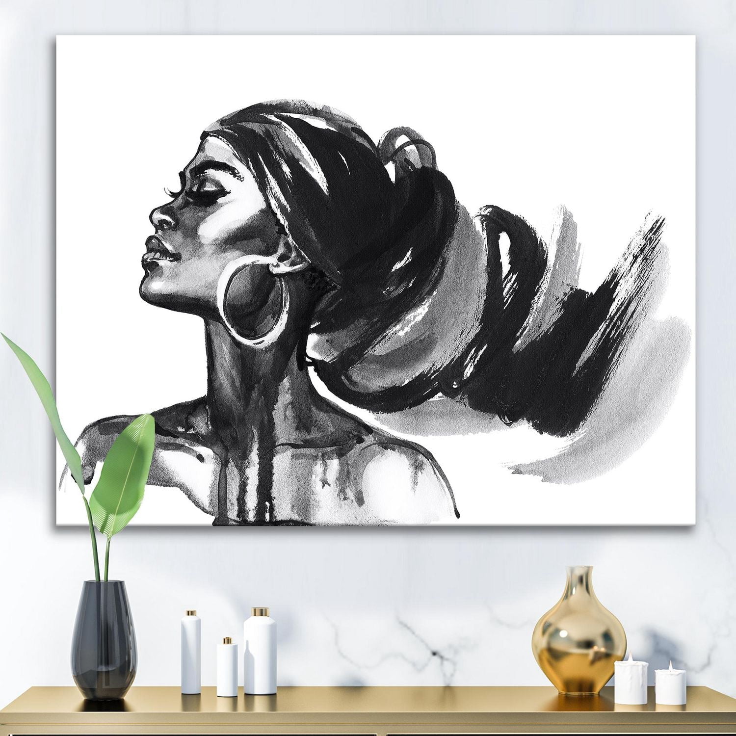 Designart Portrait monochrome de femme afro-américaine IV Art mural sur toile