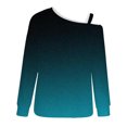 thumbnail image 4 of FAIWAD Womens Off Shoulder Tops Long Sleeve Gradient Fall Winter Baggy Pullover Top, 4 of 5