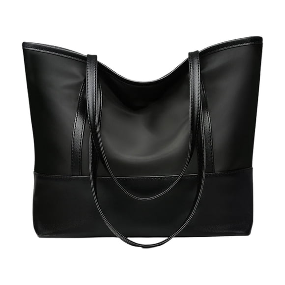 yulier Tote Bag for Women, Shoulder Bag Handbag Oxford Cloth Soft Leather Purses and Handbags Large Capacity Casual Ladies Tote for Travel Work, Gifts for Female, Mother, Wife (Black)