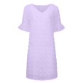 thumbnail image 5 of EGNMCR Robes de Fête pour Femmes Été Robe Unie à Col en V en Mousseline à Pois à Manches Courtes à Col en V pour Femmes, 5 of 5