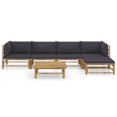 thumbnail image 2 of vidaXL 6 Piece Garden Lounge Set with Dark Grey Cushions Bamboo, 2 of 12