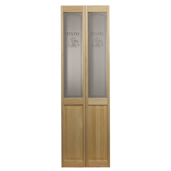LTL Home Products 864730 Pantry Half Glass Bifold Interior Wood Door, 36" x 80", 36 Inches x 80 Inches, Unfinished Pine