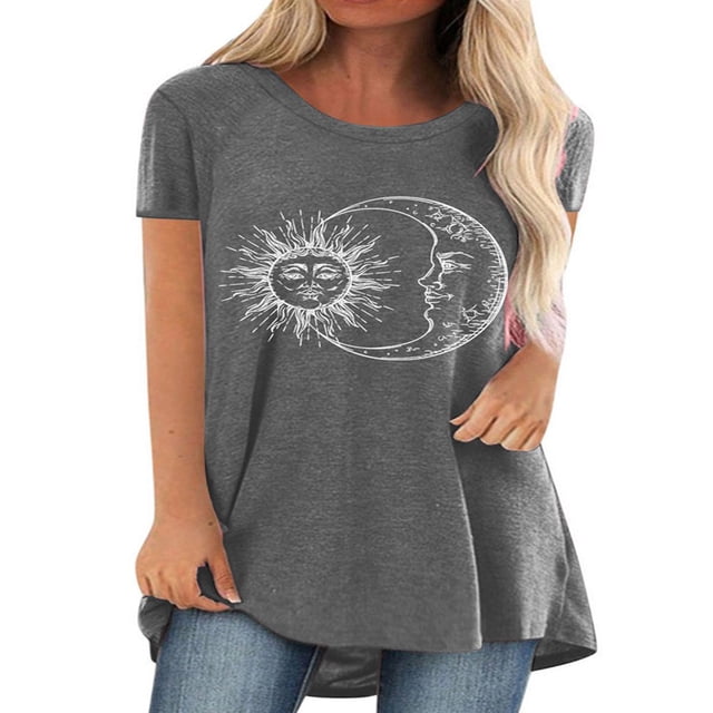 T-shirt à Manches Courtes pour Femmes, Grande Taille, Décontracté, Col en V, Tunique Ample