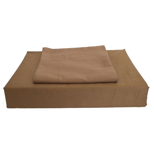 Maholi Maxwell Duvet Cover Set in brown, folded and stacked, made from 100% combed Egyptian cotton fabric offering breathability and moisture-wicking properties for improved sleep comfort, suitable for bedding and duvet use.
