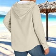 thumbnail image 3 of Wo-Fusoul Blouse for Women, Plus Size Long Sleeve Hooded Top with Button Front and Drawstring, Casual Solid Color Tunic, 3 of 7