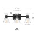 thumbnail image 2 of 3-Light Matte Black Vanity Light with Clear Glass Shades, 2 of 7