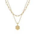 thumbnail image 1 of Colliers à Initiale Superposés pour Femmes, Collier Chaîne Trombone Simple Mignon Pendentif Lettre Hexagone Collier Ras-du-Cou à Initiale Colliers Superposés Dorés pour Femmes, Or, 1 of 5
