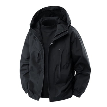 BLCHUNen Windbreaker Jacket for Men Hooded Zipper Drawstring Quick Drying Workout Sports Active Climbing Athletic Casual Coat