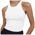 thumbnail image 1 of MIASHUI Women's Tops Sleeveless Full Length Ribbed Basic Tank Top Women Clothing,White,M, 1 of 3