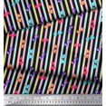 thumbnail image 2 of Soimoi Black Rayon Fabric Heart Stripe Print Sewing Fabric Yard 42 Inch Wide, 2 of 2