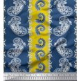 thumbnail image 1 of Soimoi Yellow Poly Georgette Fabric Stripe & Paisley Fabric Prints By Yard 52 Inch Wide, 1 of 3