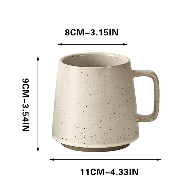 Coffee Cups Ceramic, Japanese Retro Style Advanced Ceramic Mug for Home Use, with a speckled beige finish and ergonomic handle. Measuring 9x11cm, this ceramic mug offers excellent insulation for hot or cold beverages, ideal for coffee or tea. Wide mouth ensures easy cleaning, and its versatile design makes it suitable as a home beverage container.