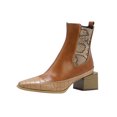 thumbnail image 1 of CEHVOM Women's Snake Print Colorblock Square Heel Side Zipper Mid Heel Knight Boots, 1 of 4