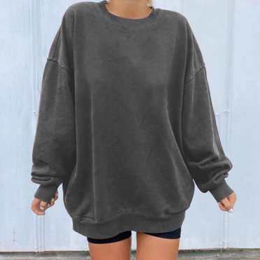 Meichang Oversized Sweatshirt for Women Long Sleeve Crew Neck Baggy Pullover Loose Fit Drop Shoulder Fleece Sweat Shirts no Hood