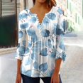 thumbnail image 1 of Blouses pour Femmes, T-shirt Imprimé Mode Manches 3/4 Blouse Col en V Hauts Décontractés, 1 of 5