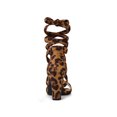 thumbnail image 2 of BLISSFUL STEP Women's Sandals Solid Color Mid Block Heels Lace up Sandals Leopard 8, 2 of 8