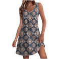 thumbnail image 2 of Ovzne Robes pour Femmes Robe pour Femme Mode d'Été pour Femmes Imprimé Poche Sans Manches Robe à Col en V Robe de Vacances Imprimée Liquidation, 2 of 7
