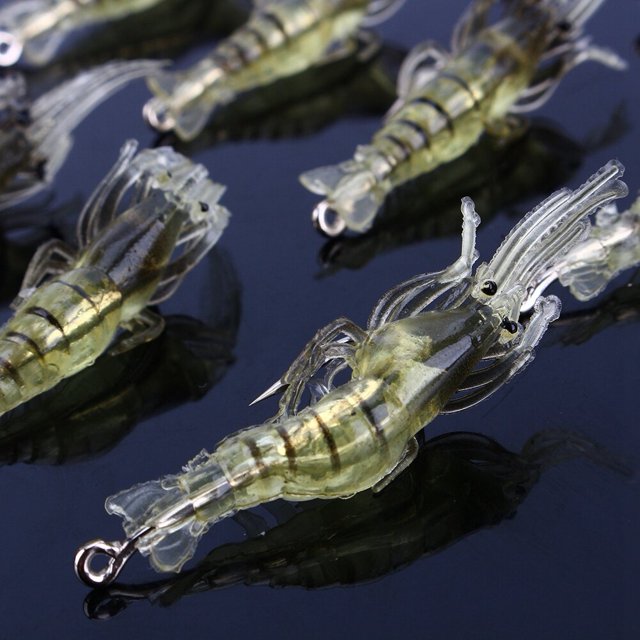 Soft Shrimp Bait,10pcs Shrimp Simulation Soft Prawn Bait Prawn Lure Meticulously Designed