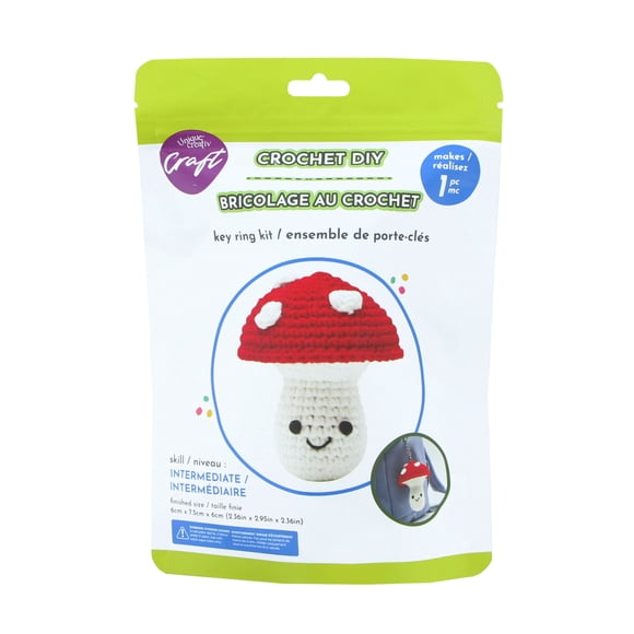 UNIQUE CREATIV CRAFT Mushroom Crochet Key Ring Kit 6 × 7.5 cm (2.4 × 3 in)