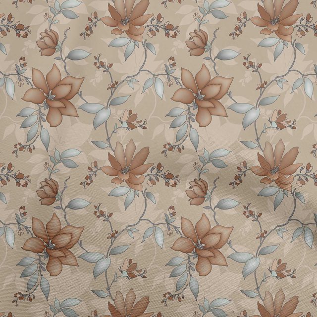 oneOone Coton Popeline Brun Tissu Floral Rétro Robe Tissu Tissu Imprimé par la Cour 42 Pouces de Large