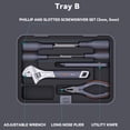 thumbnail image 3 of 8 in 1 Tool Kit for Home, Hand Tool Set with Storage Box, General Basic Repair Tool Set with Screwdriver, Wrench, Wall Anchors, Utility Knife, Pliers, 3 of 6