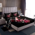 thumbnail image 1 of Ensemble de Draps pour Lit Simple à Notes de Musique de Guitare Rouge, Ensemble de Draps de Musique Rock pour Enfants Garçons Filles Ados Déco de Chambre Décor Scintillant Ensemble de Literie, 1 of 6
