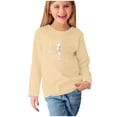 thumbnail image 1 of T-shirts à Manches Longues pour Filles, Col Rond, en Coton, Imprimé Libellule, T-Shirts Décontractés d'Automne et de Printemps, T-Shirts Graphiques Basiques pour Enfants (5 Ans, Beige), 1 of 5