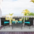 thumbnail image 1 of Costway Ensemble de Mobilier de Patio en Rotin 4 Pcs Canapé Coussiné Table Basse Cour Arrière Turquoise, 1 of 10